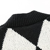 preiswerte Herren Strickjacke-Herren Pullunder Strickjacke Gerippt Stricken Taste Strick Geometrisch V Ausschnitt Moderne zeitgenössische Freizeitskleidung Ausgehen Bekleidung Ärmellos Herbst Winter Schwarz Blau M L XL