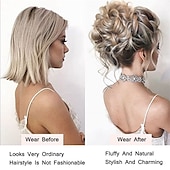 abordables Chignons-griffe chignon désordonné morceaux de cheveux clip ondulé cheveux bouclés chignon clip dans les postiches chignon ébouriffé beignet chignon synthétique faux cheveux queue de cheval pour femmes filles