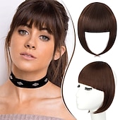 billige Lokker-pannelugg hårklips i extensions fransk pannelugg rett over naturlig pannelugg full smell med stenger i ett stykke hårklips for kvinner jenter ask blond
