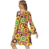 cheap Outfits-Hippie Retro Vintage 1970s Disco Dress Women&#039;s Costume Vintage Cosplay Party &amp; Evening Long Sleeve Dress Masquerade