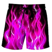 abordables Impression Géométrique-Homme Flamme Caleçons de Bain Surf Boardshort short de bain Taille médiale Hawaïen Bohème Extérieur Vacances Sortie Poche Cordon Taille elastique Designer Vêtement Tenue