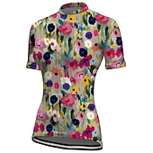 cheap Women&#039;s Jerseys-Women&#039;s Cycling Jersey Short Sleeve Bike Jersey Top with 3 Rear Pockets Mountain Bike MTB Road Bike Cycling Breathable Quick Dry Moisture Wicking Reflective Strips Yellow Pink Red Graphic Floral