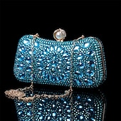 olcso Retikülök és estélyi táskák-női többszínű kristályos estélyi clutch – luxus strasszos kézitáska gyöngykapoccsal és láncpánttal gálákra, esküvőkre és hivatalos eseményekre