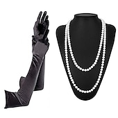 economico Abiti degli anni '20-Anni Ruggenti Anni 1920 Midi Abito Flapper Abito da cocktail Set di accessori Senza maniche Il grande Gatsby Invitato al matrimonio Paillettes Frangia con nappe Scollo a V Costume Per donna Mascherata