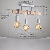 זול אורות תליון-תליון led אור עץ תעשייתי עם 3 ראשים מתכוונן נברשת תליון אור וינטג&#039; חצי תקרה סומק אור סלון e27 נורה טיפה אור מטבח פינת אוכל אור תלייה שחור
