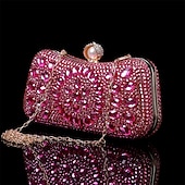 olcso Retikülök és estélyi táskák-női többszínű kristályos estélyi clutch – luxus strasszos kézitáska gyöngykapoccsal és láncpánttal gálákra, esküvőkre és hivatalos eseményekre