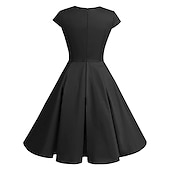 cheap Outfits-Retro Vintage 1950s Rockabilly A-Line Dress Flare Dress Christmas Party Dress Polka Dot Women&#039;s Party / Evening Masquerade Bachelorette Party Adults&#039; Dress Earrings Headwear Spring &amp; Summer