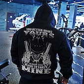 baratos Moletons masculinos com capuz-Homens Caveiras Estampas Abstratas Moletom Moletons Moletom com capuz Manga Longa Moletom com capuz Com Capuz Roupa de rua Impressão 3D Diário Esportes Preto Imprimir Primavera &amp; Outono Designer