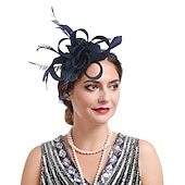 olcso Kalapok és fejdíszek-elbűvölő kentucky derby sapka fejfedők organza poliészter / poliamid fedora kalap fátyol sapka tea party lovasverseny hölgyek napi vintage stílusú vintage elegáns toll rátétekkel fejdísz