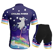 cheap Men&#039;s Clothing Sets-Men&#039;s Cycling Jersey with Shorts Short Sleeve Mountain Bike MTB Road Bike Cycling Dark Purple Blue Purple Graphic Animal Rainbow Bike Clothing Suit 3D Pad Breathable Quick Dry Back Pocket Polyester