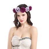 economico Accessori per acconciature-fascia del fiore rosa corona floreale di boho cerchio dei capelli della ghirlanda copricapo della boemia copricapo donne del copricapo corona delle ragazze fasce per capelli a foglia decorazione del