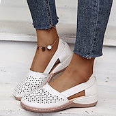 halpa Naisten matalakantaiset kengät-naisten valkoiset leikatut slip-on flats - mukavat vapaa-ajan kengät päivittäiseen käyttöön