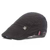 cheap Men&#039;s Hats-Men&#039;s Flat Cap Black Navy Blue Cotton Fashion Streetwear Stylish 1920s Fashion Outdoor Daily Going out Letter Warm