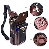 economico Borselli da uomo-Borsa a tracolla da uomo in pelle bovina di alta qualità e nylon - design multitasche con tracolla regolabile per viaggi e uso quotidiano