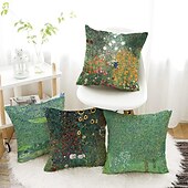 levne Vintage styl-slavný obraz oboustranný povlak na polštář 4ks gustav klimt měkký dekorativní čtvercový povlak na polštář povlak na polštář do ložnice obývací pokoj pohovka gauč křeslo