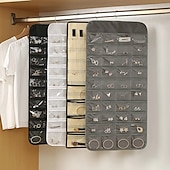 billige Smykkeoppbevaring-48grids hengende smykker oppbevaring øredobber halskjede armbånd hengende gjennomsiktig veske med rom holder organisator