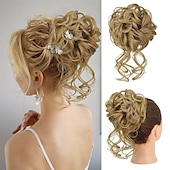abordables Chignons-chignon désordonné morceau de cheveux chouchou ébouriffé extensions de cheveux chignon chignon bouclé ondulé queue de cheval synthétique chignon pour femmes filles