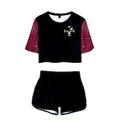 cheap Cartoon &amp; Movie Character Graphic-One Piece Monkey D. Luffy Roronoa Zoro Outfits Shorts Crop Top Anime 3D Graphic For Women&#039;s Adults&#039; 3D Print