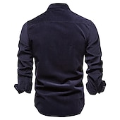 preiswerte Herren-Oberhemden-Herren Freizeithemd Hemdjacke Overshirt Einfarbig Outdoor Straße Rote Marineblau Blau Braun Langarm Umlegekragen Sommer Frühling Bekleidung Button-Down