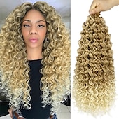 cheap Crochet Hair-18 Inch 8 Packs Curly Crochet Hair Beach Curl Water Wave Crochet Hair Deep Wave Wavy Braids Curly Crochet Hair For Black Women