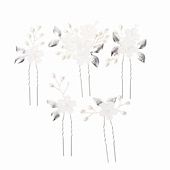 abordables Accessoires de coiffure-3/5 pièces peigne à cheveux de mariage épingles à cheveux de mariée ensemble argent cristal perle cheveux côté peigne en forme de u fleur strass mariage cheveux accessoires pour mariée demoiselle