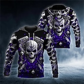 ieftine Hanorace și pulovere de Halloween-Bărbați Cranii Imprimeu Grafic Hanorac cu Glugă Hanorace Hanorca Șic Stradă Designer Manșon Lung Capișon Zilnic Sport Mov Imprimeu Primăvara &amp; toamnă Designer