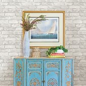 voordelige Behang-cool wallpapers muurschildering wit baksteenbehang afpel- en plakbehang verwijderbaar pvc/vinyl zelfklevend 17,7&quot;x118&quot;(45cmx300cm) / 45x300cm