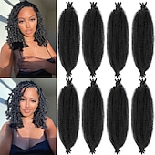 cheap Crochet Hair-8 Packs Pre-Separated Springy Afro Twist Hair Suitable for Damaged Soft Locs Synthetic Marley Twist Braiding Hair