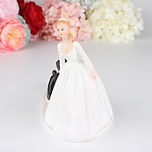 voordelige Bruiloftdecoraties-valentijnscadeau bruiloft hars cake topper mode cake topper poppen bruid en bruidegom hars beeldjes ornament bruiloft decor 13*10cm