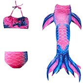 voordelige Zeemeermin badpak-Kinderen Voor meisjes Zeemeermin zwemkleding Zwempak Bikini Prestatie Thema feest Kleurrijk Aanbiddelijk Strandstijl Halster Badpakken 4-12 jaar Zomer Meerkleurig