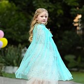 abordables Costumes d&amp;#39;Halloween pour filles-Cape Enfants Fille Paillette Mode Paillettes Utilisation Polyester Manteau Vêtements d&#039;extérieur 3-8 ans Printemps Blanche