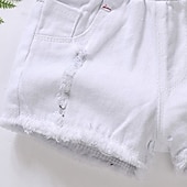 זול מכנסיים וחצאיות-ילדים בנות שורטים צבע אחיד פעיל חלול חיצוני בָּחוּץ כותנה 3-7 שנים קיץ שחור לבן צהוב