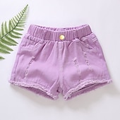 זול מכנסיים וחצאיות-ילדים בנות שורטים צבע אחיד פעיל חלול חיצוני בָּחוּץ כותנה 3-7 שנים קיץ שחור לבן צהוב