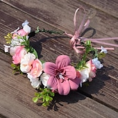 economico Accessori per acconciature-fascia del fiore rosa corona floreale di boho cerchio dei capelli della ghirlanda copricapo della boemia copricapo donne del copricapo corona delle ragazze fasce per capelli a foglia decorazione del