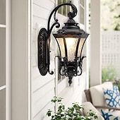 abordables luces de pared al aire libre-Aplique de pared led accesorio de iluminación antiguo aplique de pared linterna externa impermeable a prueba de óxido de aluminio linterna de vidrio lámpara de pared linterna patio jardín balcón
