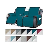 זול כיסא הכורסה הסתיים-כיסויי ספה שכיבה של loveseat עם קונסולה, כיסוי לחיות מחמד מונע החלקה לכורסת אהבה כפולה עם רצועות אלסטיות, כיסוי מושב אהבה מפוצל מגן ריהוט