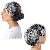 cheap Shower Caps &amp; Headbands-100pcs Disposable Shower Caps,Multi-Purpose Thickening Elastic Bath Cap Plastic Waterproof Clear Shower Caps Bath Shower Hair Caps Women Spa,Home Use, Hotel and Hair Salon, Portable Travel