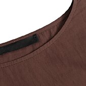 abordables concevoir des robes en coton et lin-Robe en coton et lin Robe casual Femme Robe longue maxi Lin Bohème Décontractées robe hiver du quotidien Vacances Col Ras du Cou Patchwork manche longue Eté Printemps Automne lin Ample Noir Blanche