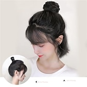 economico Chignon-2pcs mini artiglio finto spazio capelli chignon clip in chignon disordinato capelli sintetici chignon ciambella estensioni chignon parrucca accessorio coda di cavallo pezzi di capelli updo per donne