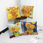 abordables Coussins, inserts et housses-van gogh double côté taie d&#039;oreiller 4 pc doux décoratif carré taie d&#039;oreiller taie d&#039;oreiller pour chambre salon canapé canapé chaise lavable en machine