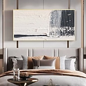 cheap Abstract Paintings-Oil Painting Handmade Hand Painted Wall Art  Black-White Abstract Canvas Painting Home Decoration Decor Stretched Frame Ready to Hang
