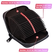 cheap Card Holders &amp; Cases-RFID 20 Card Slots Credit Card Holder Genuine Leather Small Card Case for Women or Men Accordion Wallet with Zipper