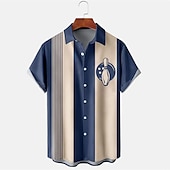 abordables Chemise de Bowling pour Hommes-Homme Rayé Boule de bowling Chemise Chemise de quilles Chemise boutonnée Manche Courte Sportif Mode Vêtement de rue Extérieur Casual du quotidien Eté Printemps Col rabattu Imprimer Bouton bas Jaune