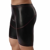 cheap Casual Shorts-Men&#039;s Shorts Casual Shorts Faux Leather Shorts Elastic Waist Plain Breathable Knee Length Holiday Gym Sports Fashion Black