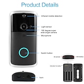 cheap Video Door Phone Systems-Video Doorbell Camera Wireless Battery Powered WiFi Video Doorbell Camera Motion Detector 2-Way Talk HD Video Night Vision Cloud Storage Battery Powered 2.4G WiFi Smart Home Security Doorbell C