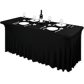 abordables Nappes-Housse de table en spandex nappe d&#039;extérieur blanche 6 pieds 4 pieds 8 pieds nappe à ressort noire extensible rectangulaire pour patio, pique-nique, mariage, salle à manger, pâques, cuisine