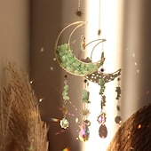 ieftine Prinzător de Vise-apărător de vise cu lună colorată atrăgător de soare de cristal clopoțel de vânt cadou realizat manual clopoțel de vânt ornament pentru agățat decor în aer liber