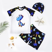 cheap Swimwear-Kids Boys Swimsuit Cartoon Short Sleeve Outdoor Fashion White Summer Clothes 3-7 Years