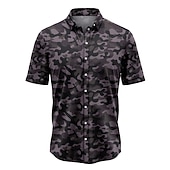 economico Stampa animal-Per uomo Camouflage Camicia Camicia con bottoni Manica corta Tropicale Di tendenza Hawaiano Informale Per eventi Spiaggia Estate Primavera Collo ripiegabile Stampa Bottone giù Kaki+verde militare