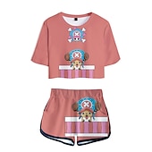 cheap Cartoon &amp; Movie Character Graphic-One Piece Monkey D. Luffy Roronoa Zoro Outfits Shorts Crop Top Anime 3D Graphic For Women&#039;s Adults&#039; 3D Print